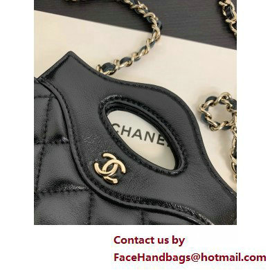 CHANEL Shiny Lambskin  &  Gold-Tone Metal Clutch with Chain AP3875 BLACK 2025